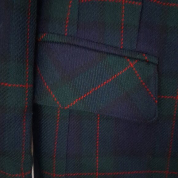 Vintage Green Wool Plaid Blazer Velvet CONRAD C Academia Preppy Gold Buttons - Picture 4 of 13